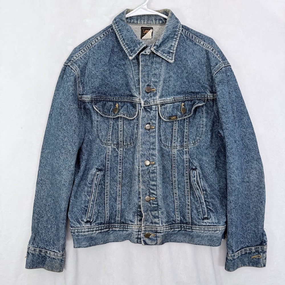 Vintage Lee 153438 Jacket Mens 40 Reg Blue Denim Trucker Made In USA 80s